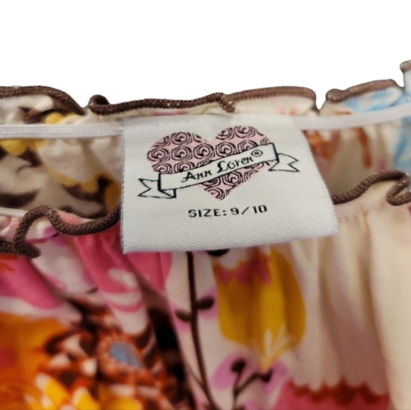 Ann Loren Cream And Multicolored Floral Dress - Size 9-10 Years - Picture 5 of 6